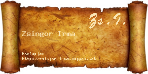 Zsingor Irma névjegykártya